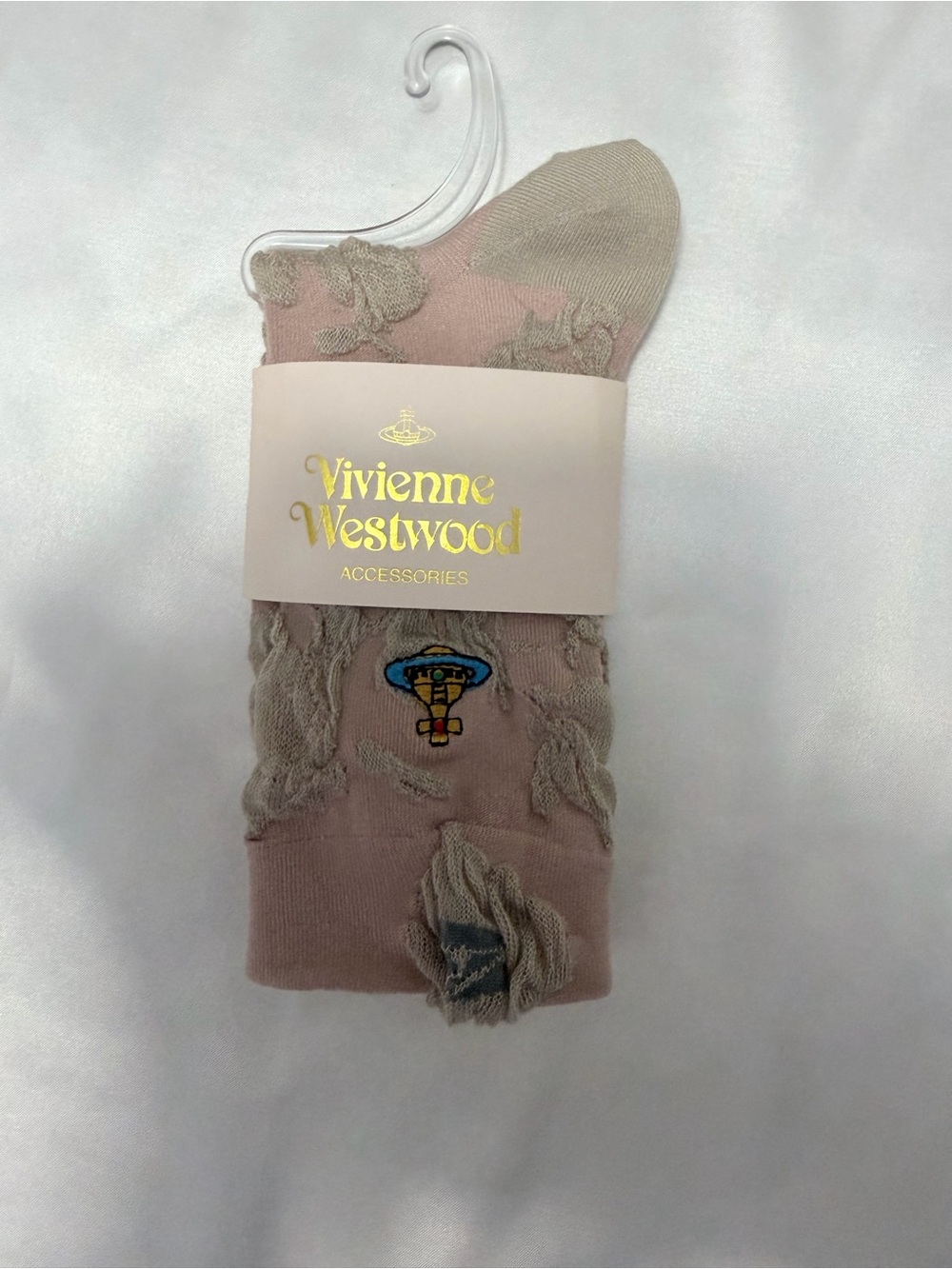 Vivienne Westwood Pink & Beige Embroidered Logo Socks